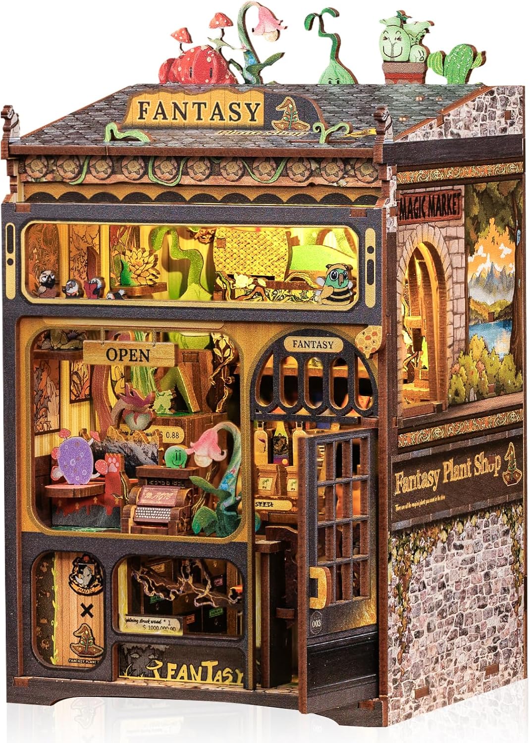 Cutefun Book Nook Kit, DIY Miniature House Kit for Beginners, Book Nook Kits for Adults, Wooden Dollhouse for Bookshelf Decor, Gifts for Family & Friends (Fantasy Plant Shop)