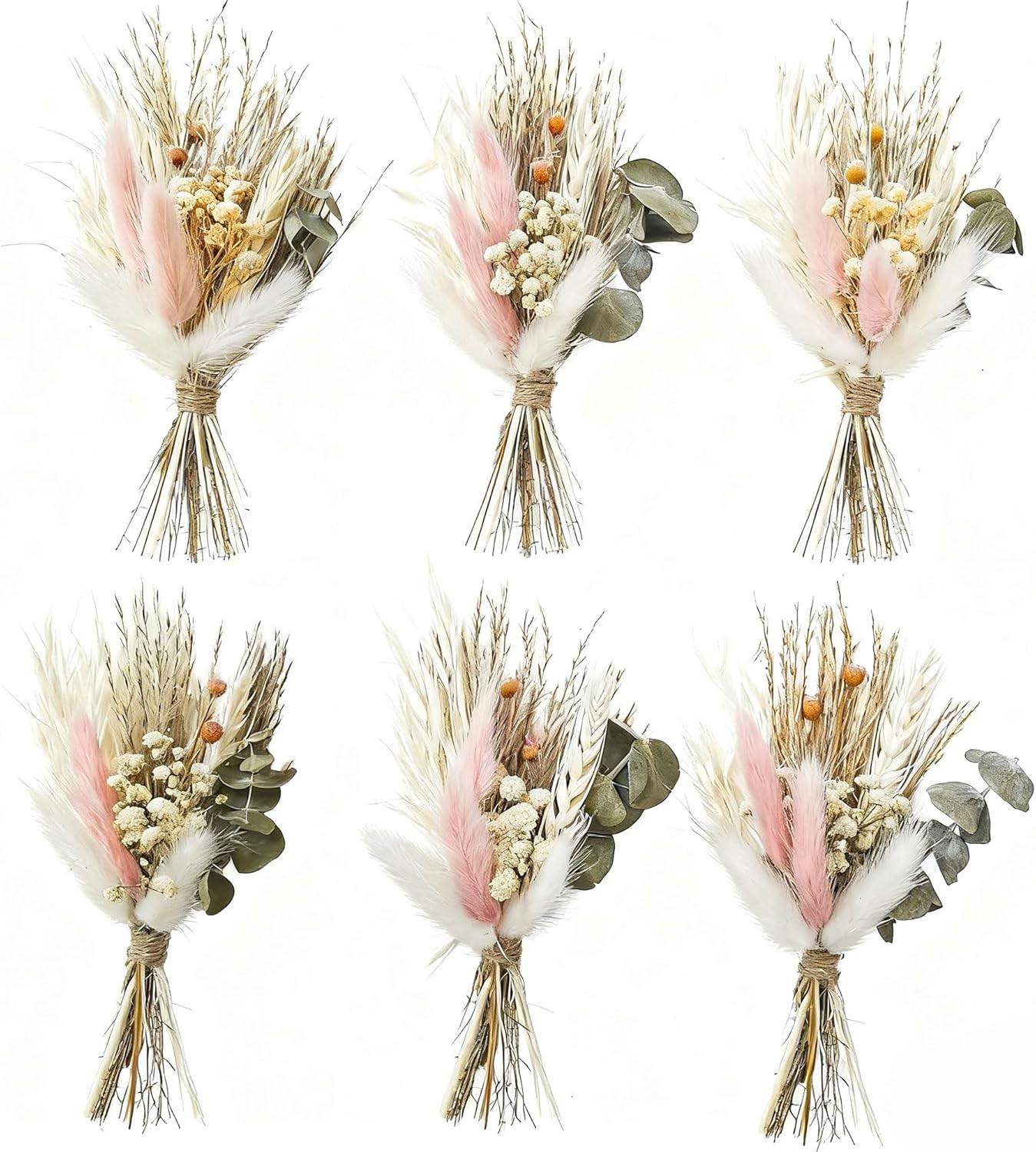 Mini Dried Flower Bouquets for Bridesmaid Proposal Gift Boxes, Birthday Cake Arrangements, boutonnieres, Small vases for Table Centers, Bohemian Wedding Decorations (Blush)