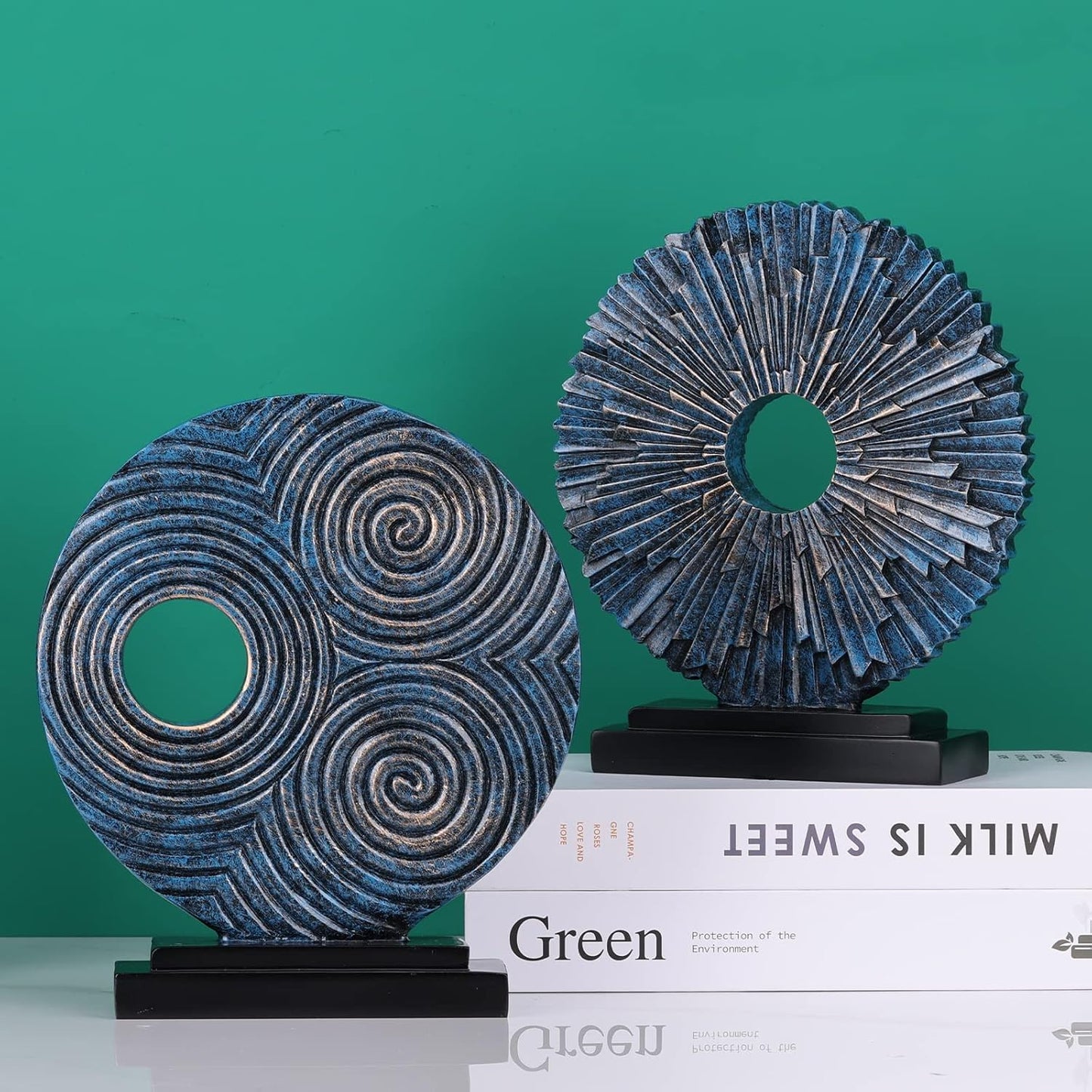 DOVDOV Blue Home Decor Sculpture, Unique Round line Statue, Modern Home Decor, Decorative Panel Statue for Living Room tv Cabinet, Office, Bedroom, Dining Table Center Blue Decor