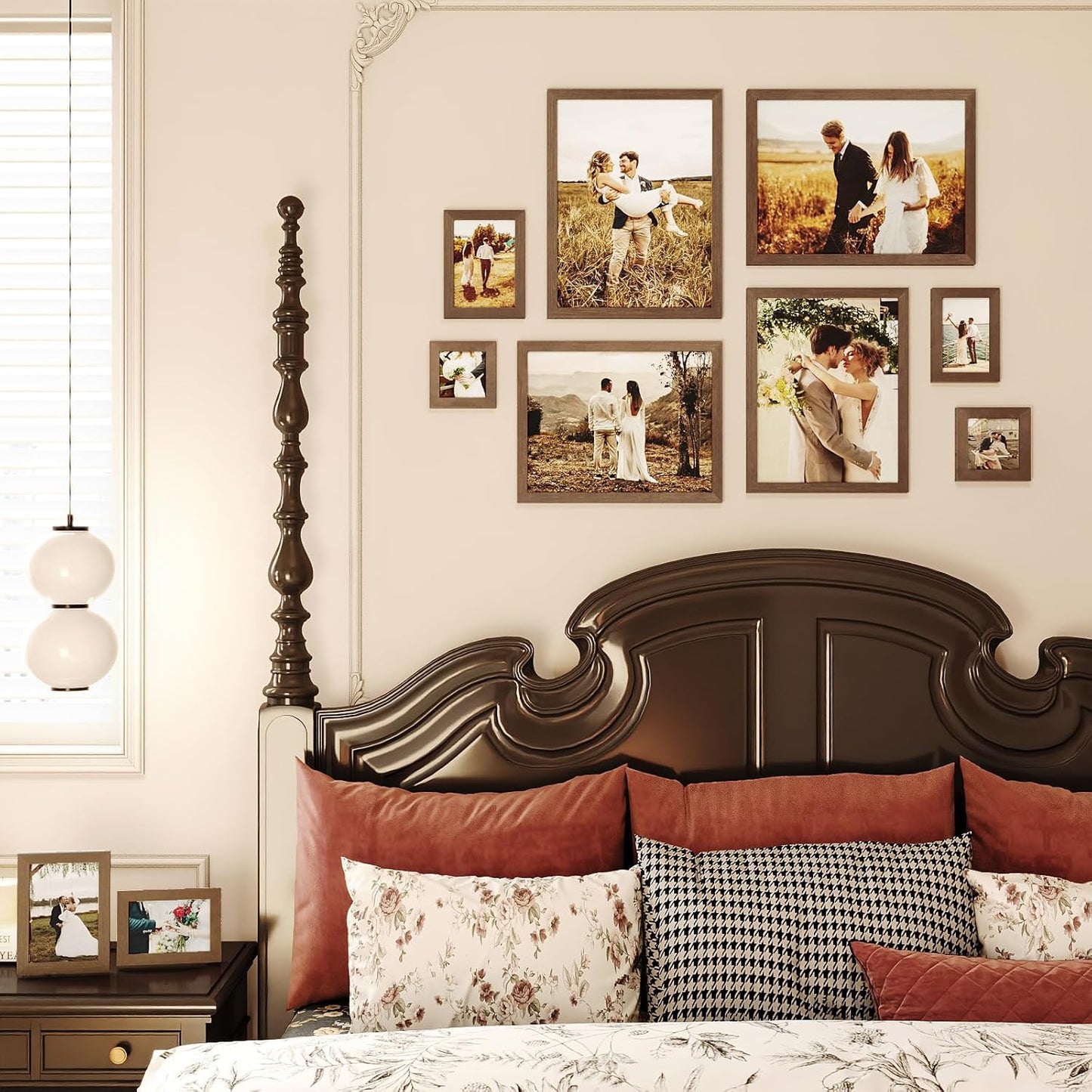 Egofine Picture Frame Set 10 Pack, Picture Frames Collage Wall Decor with Two 12x16,Two 11x14,Two 5x7,Two 4x6,Two 4x4 for Wall and Tabletop, Made of Solid Wood, Covered by Plexiglass, Rustic Brown