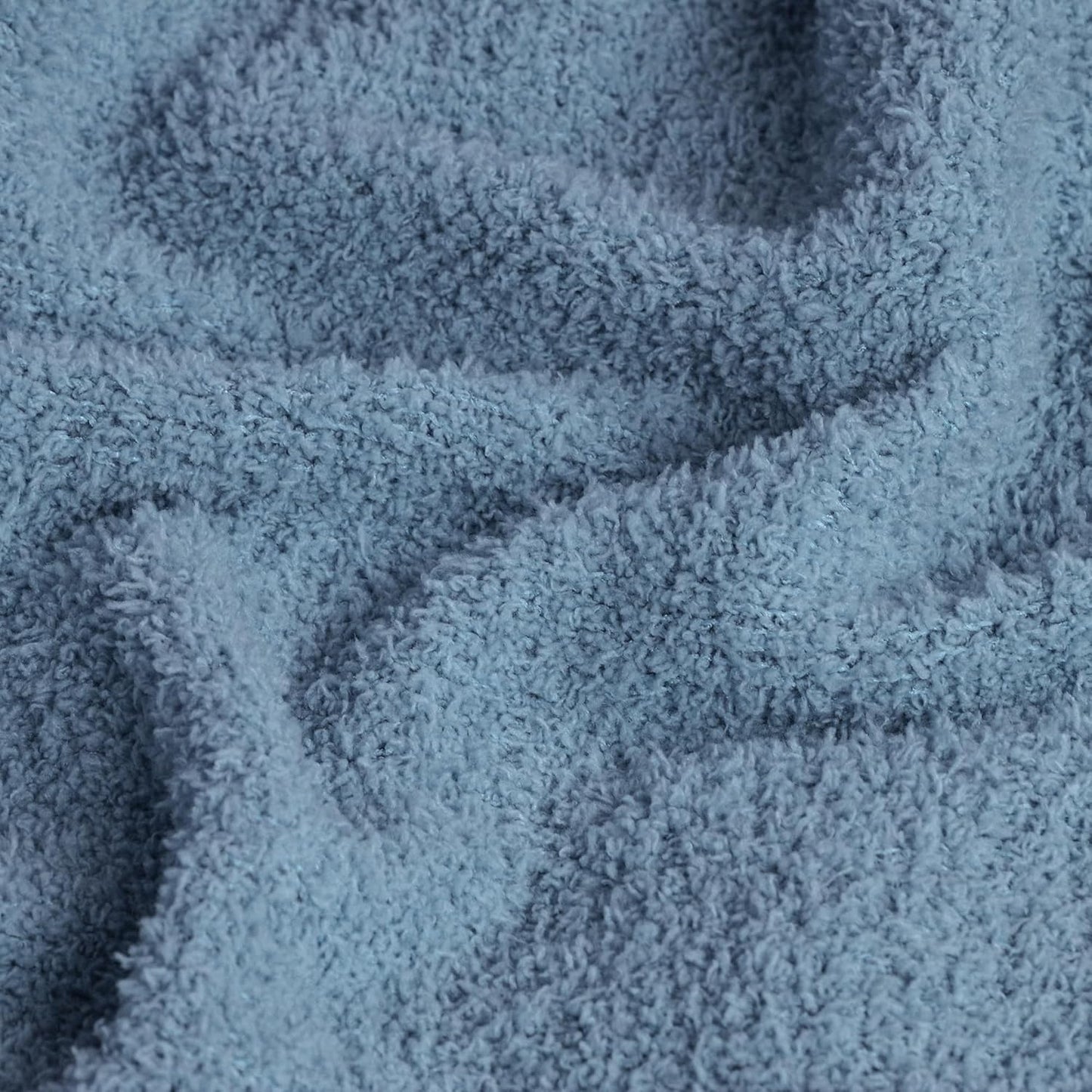 JOOJA Cream White Blanket Warm Queen Size Fuzzy Knitted Blanket, Oversized Luxury Bed Blankets, Soft Queen Blanket for Bed, Lightweight Plush Blanket Queen Size for Cozy Nights (Dusty Blue, 90x90)