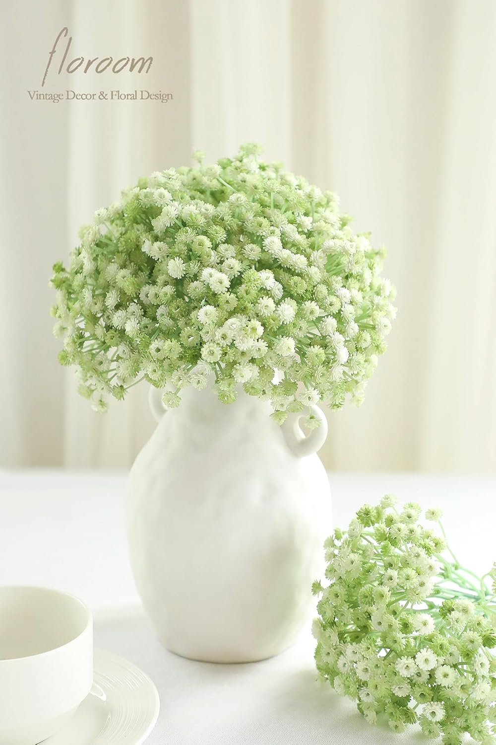 Floroom 18pcs Artificial Babys Breath Gypsophila Greenery Sprays, Real Touch Sage Green Fake Flowers for Wedding Bouquets Centerpieces Floral Arrangements and Decorations