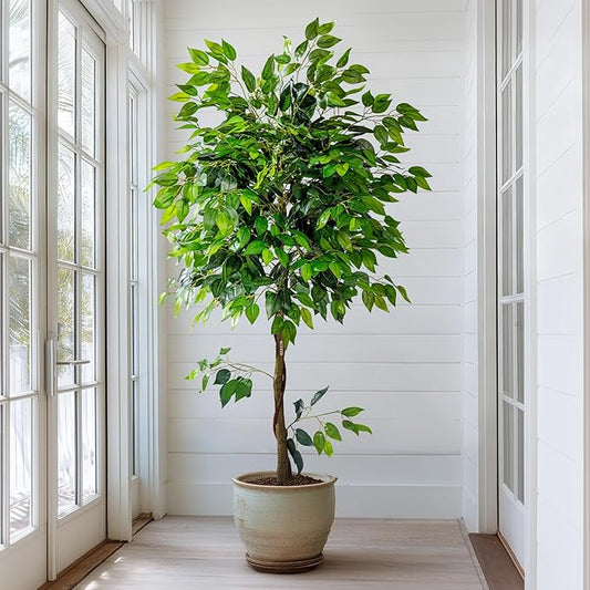 Large Ficus Artificial Trees Tall Faux Tree Indoor Outdoor Realistic decoracion Floor Fake plantas for Home Living Room Master Bedroom Office Porch Outside Patio arboles artificiales para Decor
