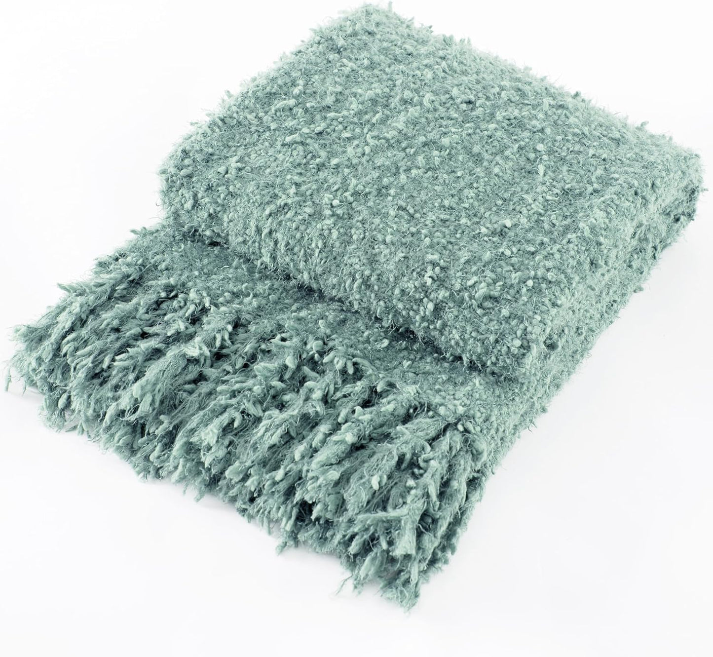 Knit Throw Blanket Fluffy Fuzzy Soft Lightweight Cozy Farmhouse Tassels Chunky Knitted Throws for Couch Sofa Bed (Sage Green, 60"x80")