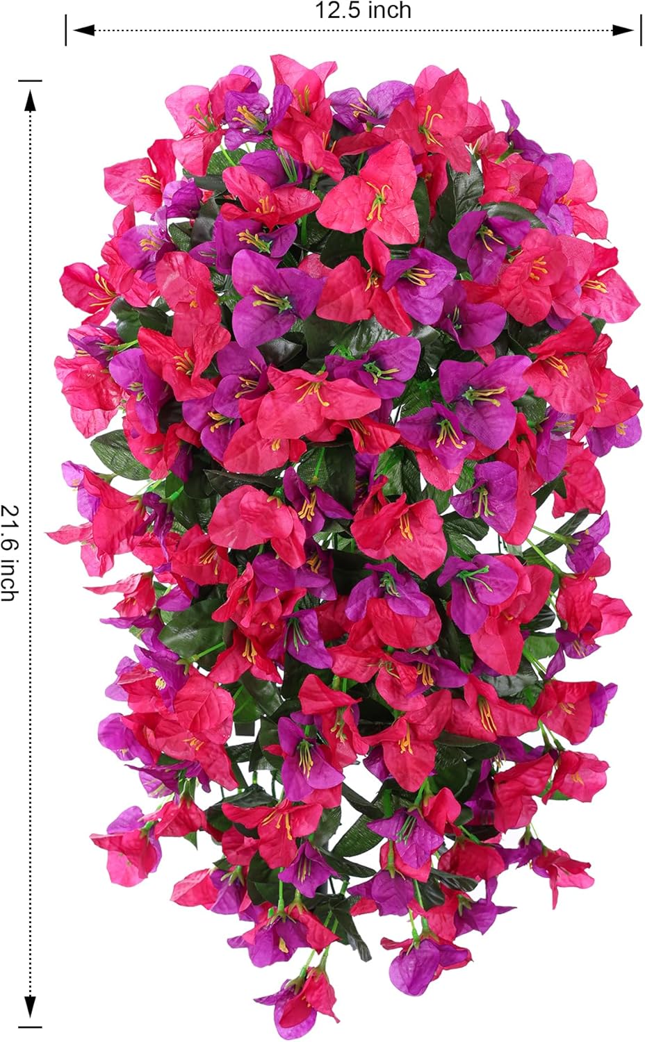 HyeFlora Bougainvillea Artificial Hanging Flowers Plants for Outdoors Decoration, 2pcs Fake Flowers Silk Bougainvillea Vines Realistic UV Resistant Faux Flowers for Outdoor Planters Porch Patio, Mix