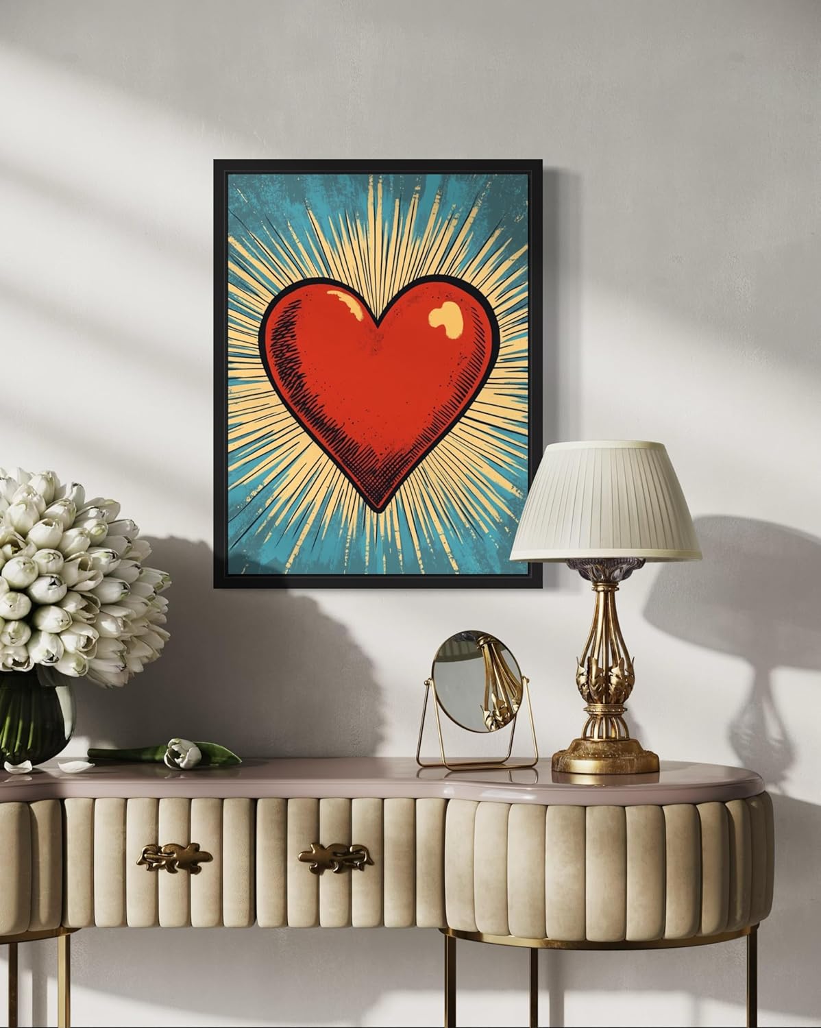 Heart Pop Art Poster Print, Vintage Retro Wall Art Decor Paintings Classic Artwork for Bedroom Living Room Decorations. (Heart, 24x36 inches (Unframed))
