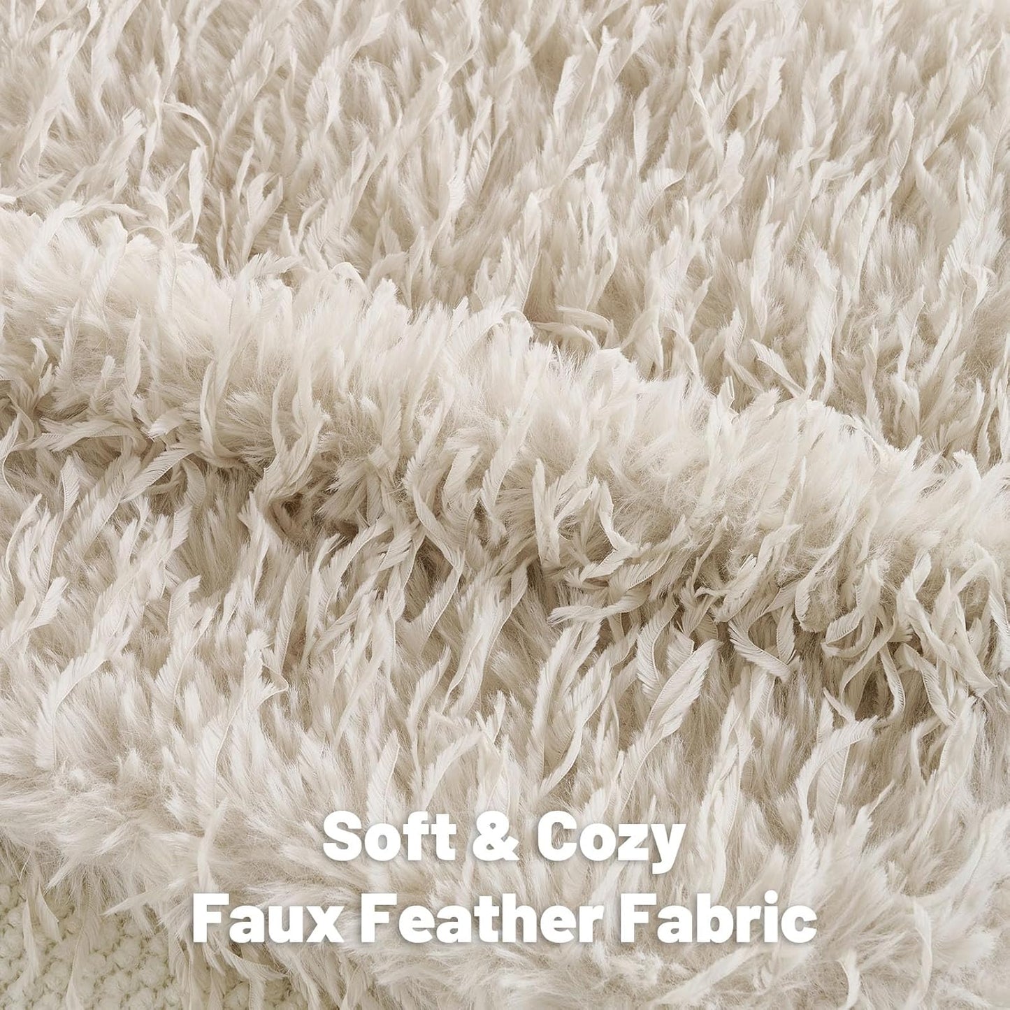 FUTEI Beige Decorative Throw Pillow Covers 20x20 Inch Set of 2,Soft Fluffy Faux Feather Texture Cushion Cases,Modern Home Luxury Decor for Couch Bed Living Room