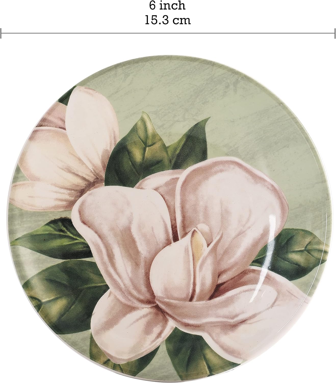 Bico Magnolia Floral Appetizer Plates Set of 6, 6 Inch Small Ceramic Dessert Plates for Snacks, Salad, Tablescape, Microwave and Dishwasher Safe, Gift for Housewarming and Thanksgiving