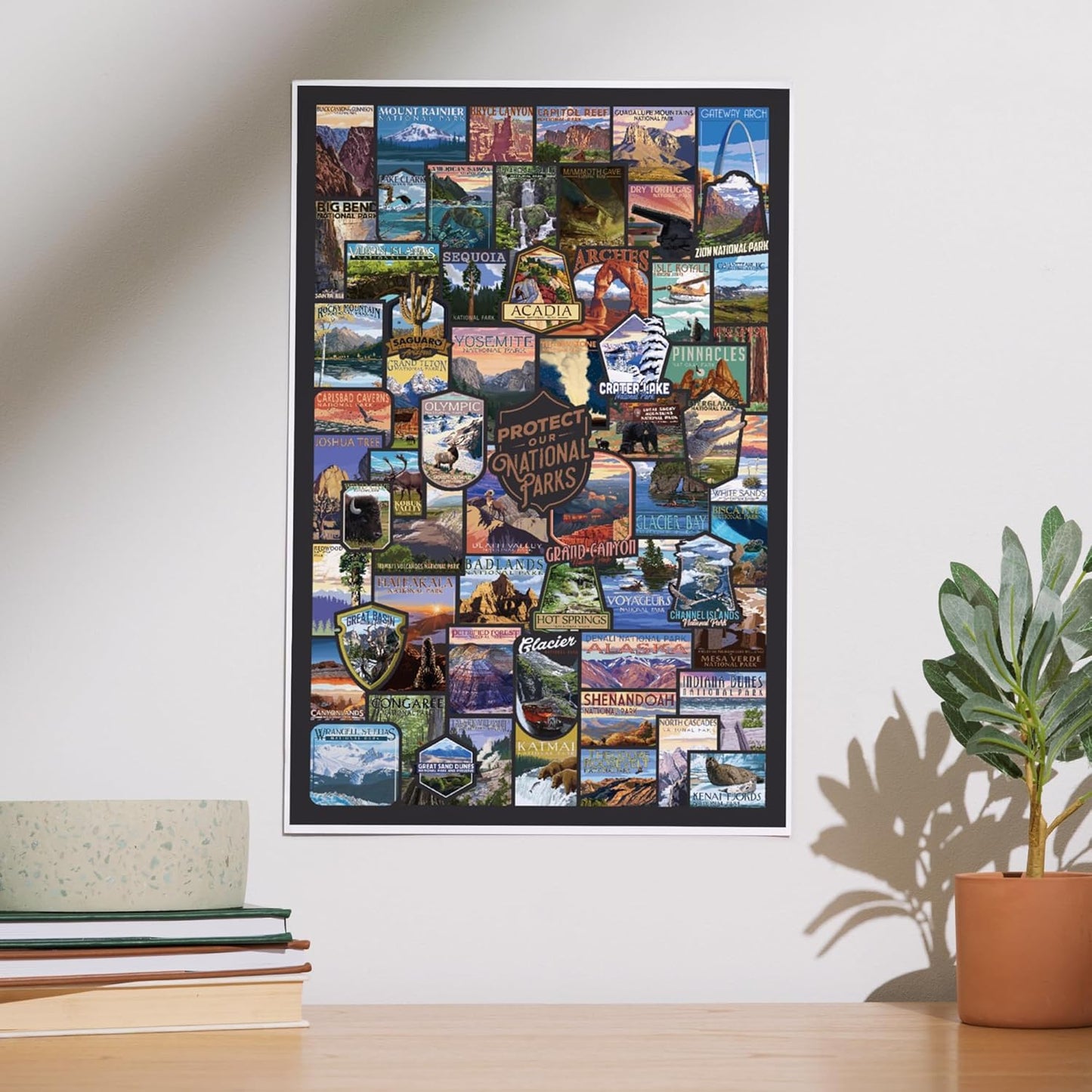 Lantern Press 12x18 Inch Art Print Wall Decor, Protect Our National Parks, Collage