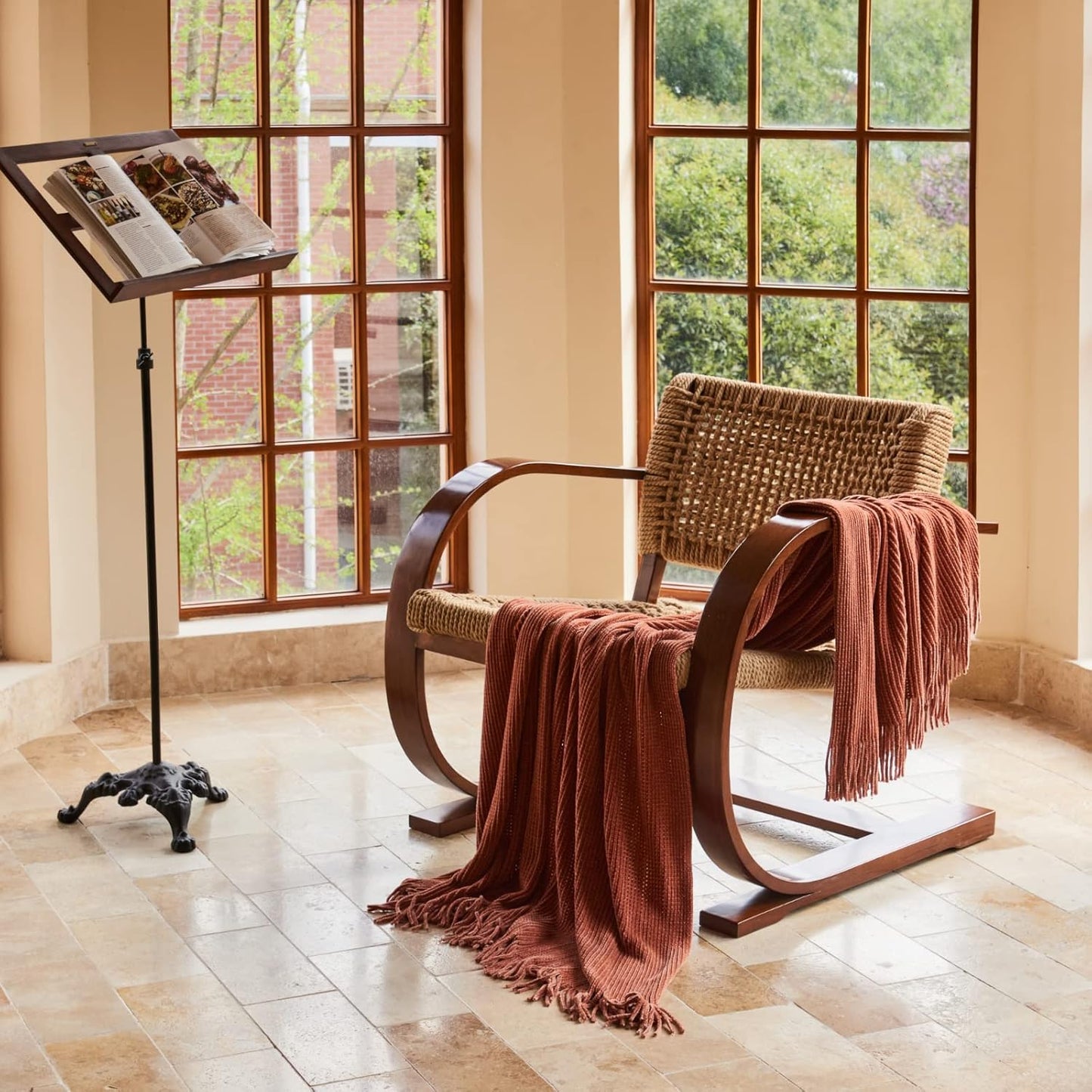 lifein Throw Blanket for Couch, Soft Boho Decor Bed Throw,Cozy Burnt Orange Chenille Knitted Small Farmhouse Lightweight Throw (Rust,60 * 80")