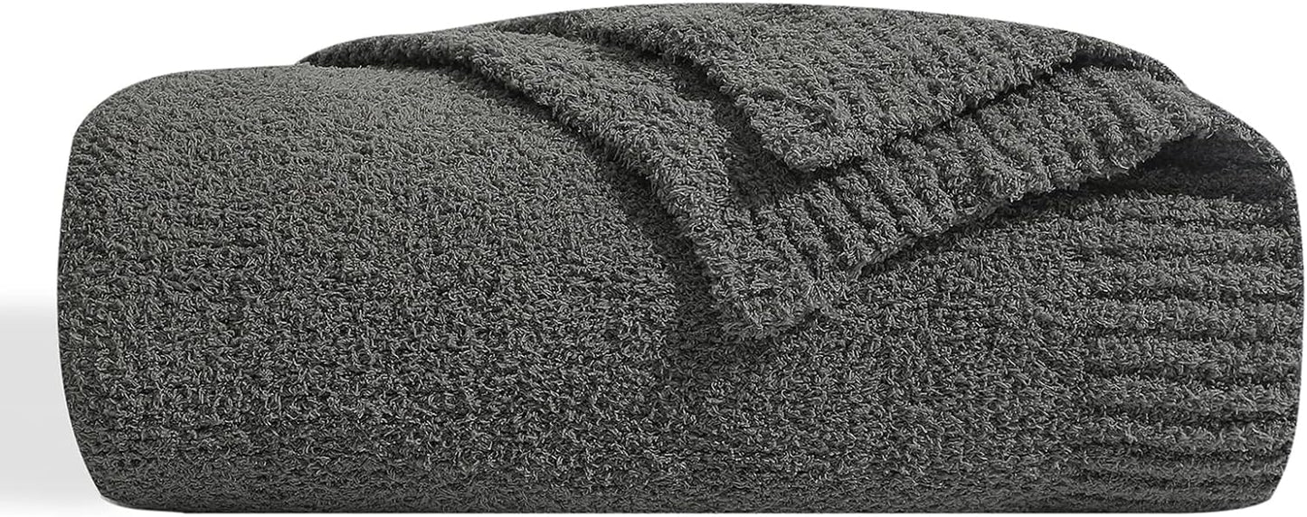 bearberry Super Soft Fluffy Throw Blanket Lightweight Cozy Warm Bed Blankets for Couch Bed Sofa All Season (Dark Grey, 60”x80”)
