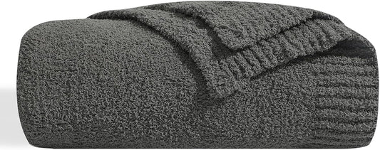 bearberry Super Soft Fluffy Throw Blanket Lightweight Cozy Warm Throw Blankets for Couch Bed Sofa All Season (Dark Grey, 40”x50”)