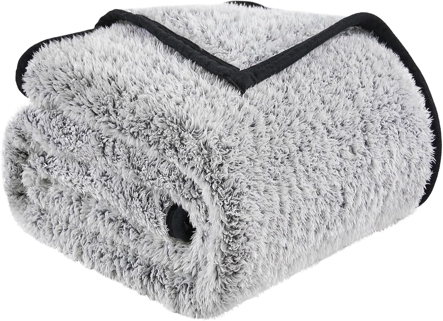 EMME Soft Sherpa Fleece Blanket Reversible Plush Fluffy Large Blanket, Light Weight Warm Decorative Boho Blanket Cover for Sofa, Couch, Bedroom,Travel(Black,108"x90")