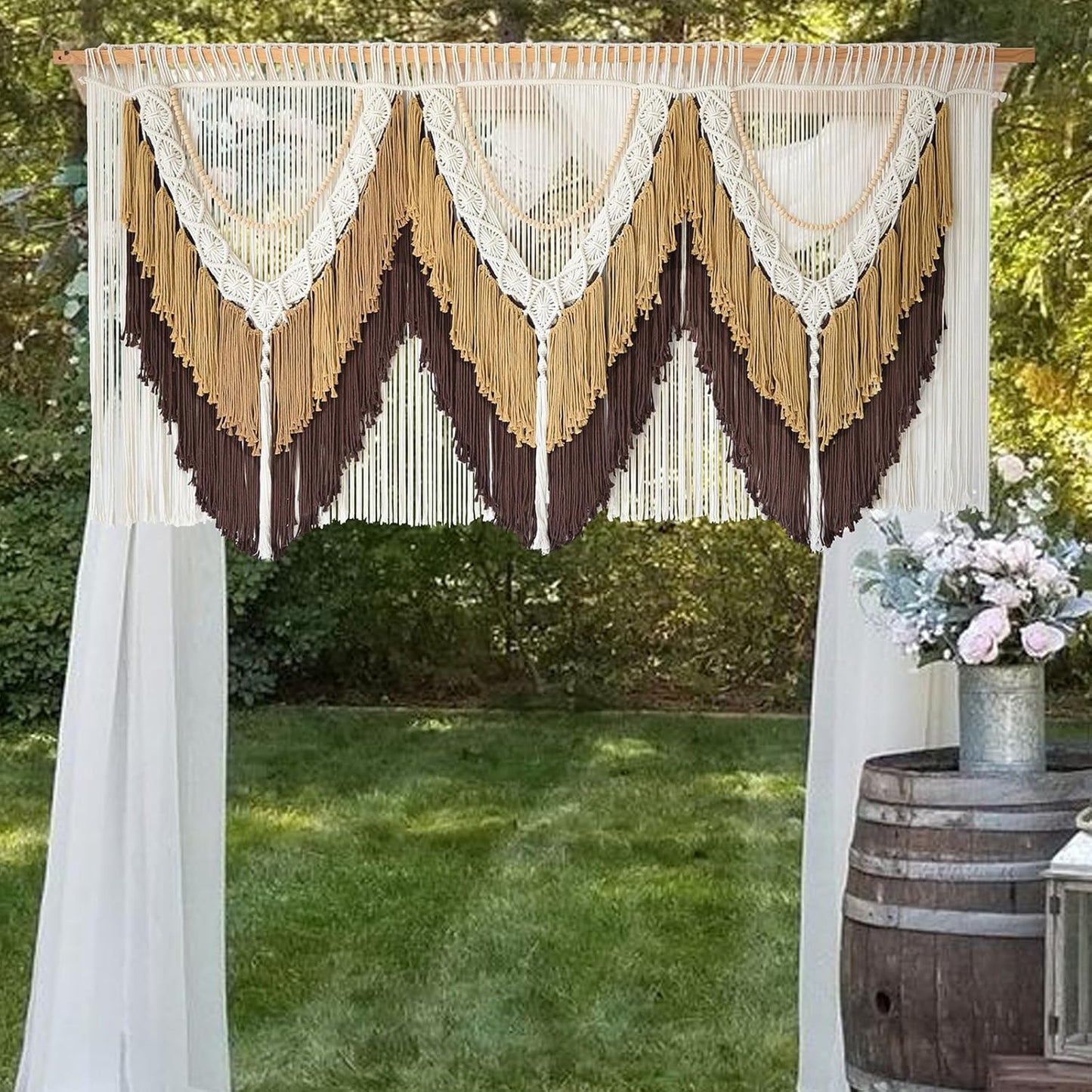 IOWER Macrame Wall Hanging Boho Wall Art - Extra Large 75" W x 35" L - Wedding Background Decor for Living Room Bedroom - Modern Craftsmanship