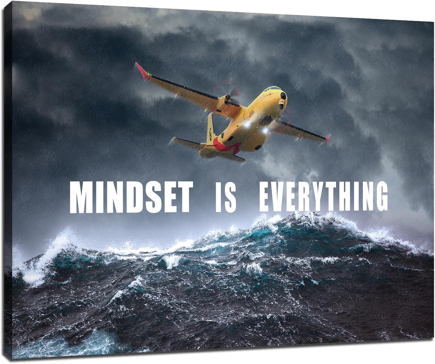 GoForArt Dream Big Motivational Canvas Wall Art, Inspirational Famous Quote Bedroom Living Room Decor, Positive Modern Landscape Mountain Office Dorm Room Poster Print (Airplane, 18.00" x 24.00")