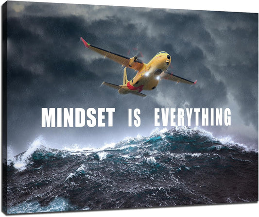 GoForArt Dream Big Motivational Canvas Wall Art, Inspirational Famous Quote Bedroom Living Room Decor, Positive Modern Landscape Mountain Office Dorm Room Poster Print (Airplane, 18.00" x 24.00")