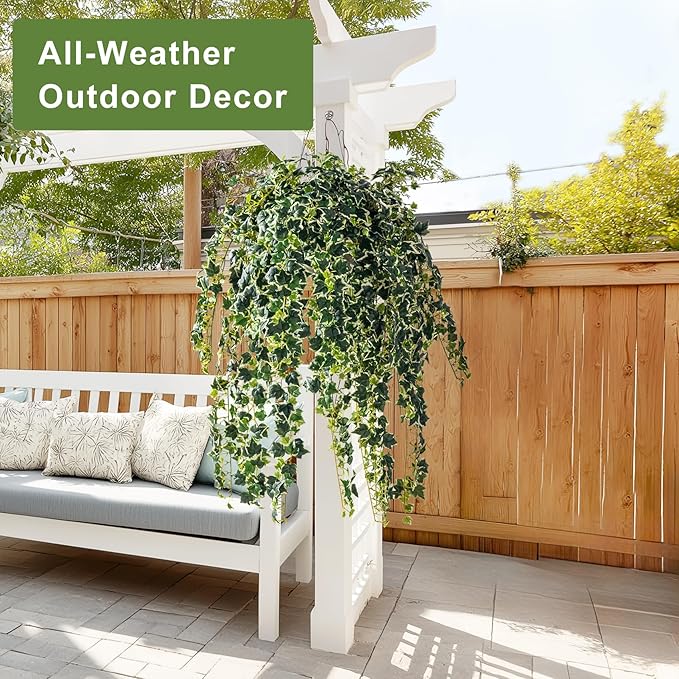 2PCS Fake Plants Decor,Artificial Morning Glory for Home Decor Indoor,Fake Ivy Plants Realistic Faux Plants Indoor for Home Living Room Bedroom Office Decoration