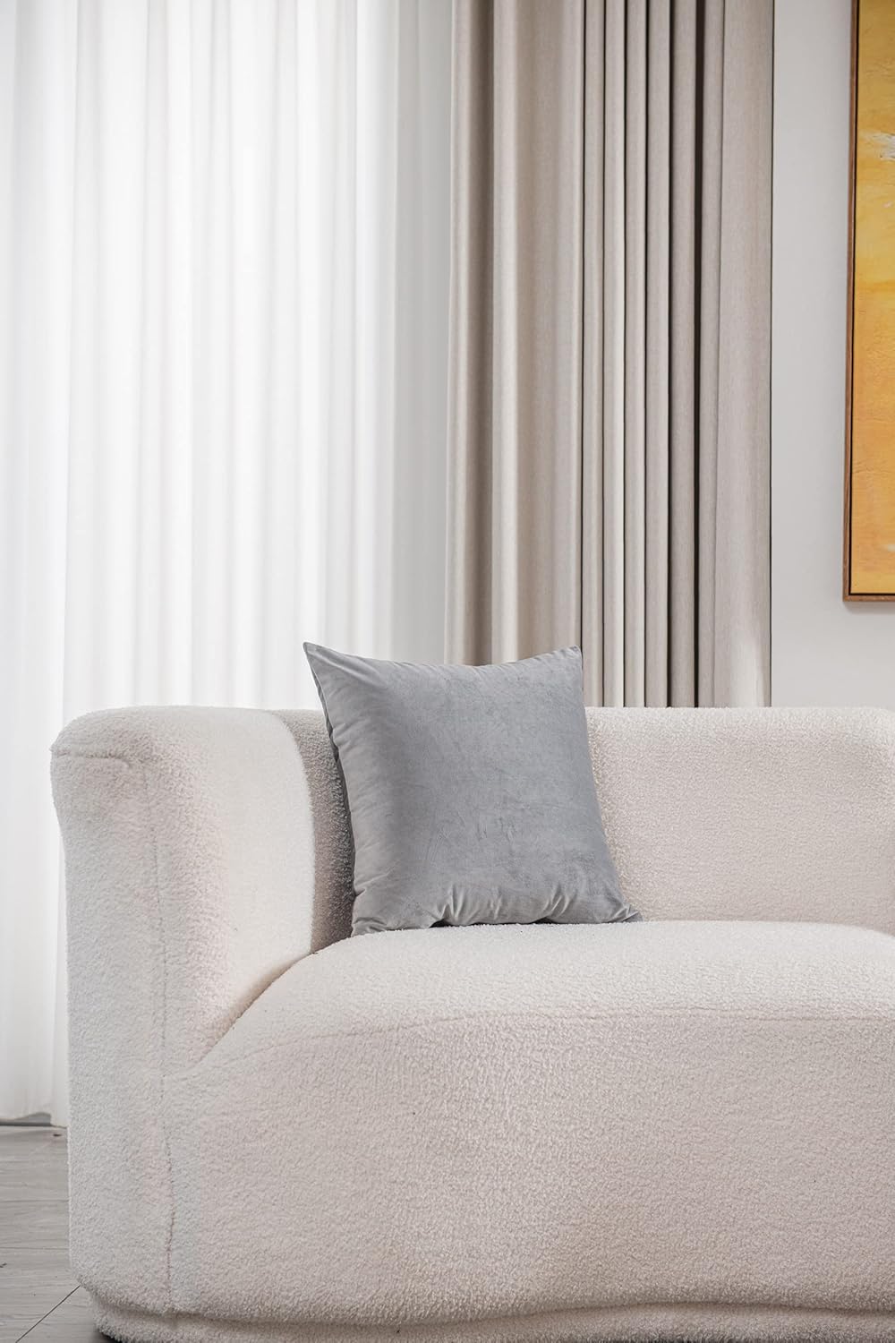 Decorative Pillow Cases 22x22 Light-Grey: 2 Pack Cozy Soft Velvet Square Throw Pillow Covers for Farmhouse Home Decor