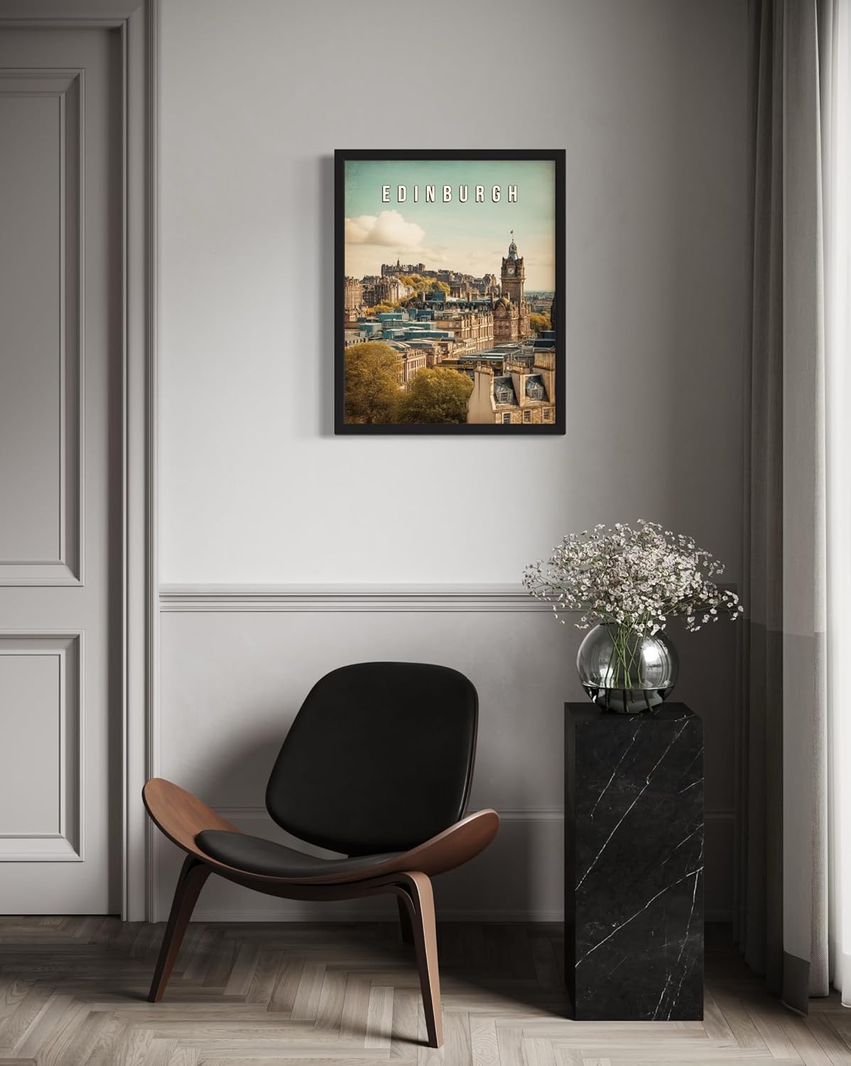 Edinburgh, Scotland Art Print Poster, Europe Vintage City Retro Photography Skyline Travel Bedroom Bathroom Living Room Decor 183 (Edinburgh, Scotland, 24 x 36 inches, Unframed)