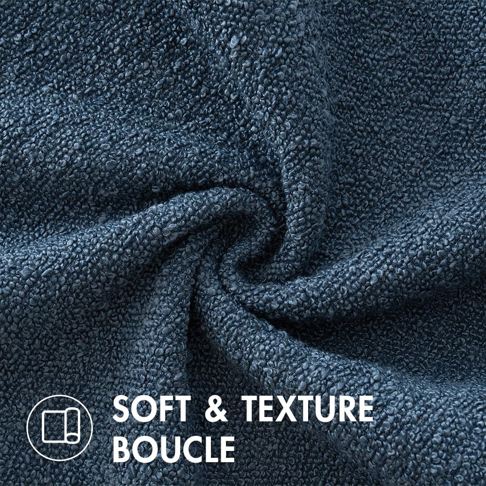 MIULEE 18x18 Inch Decorative Pillow Covers for Couch Bed Set of 2 Textured Boucle Neutral Winter Throw Pillows Dark Blue Accent Solid Cushion Pillowcases Sofa Livingroom Home Decor