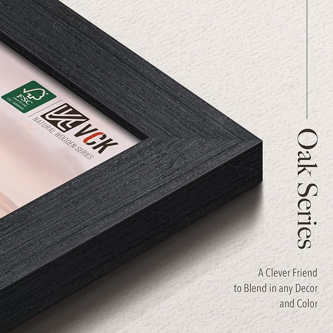 VCK 20x28 Poster Frame 3 Pack - Black Oak, Natural Textured Solid Wood Picture Frames, Wall Hanging