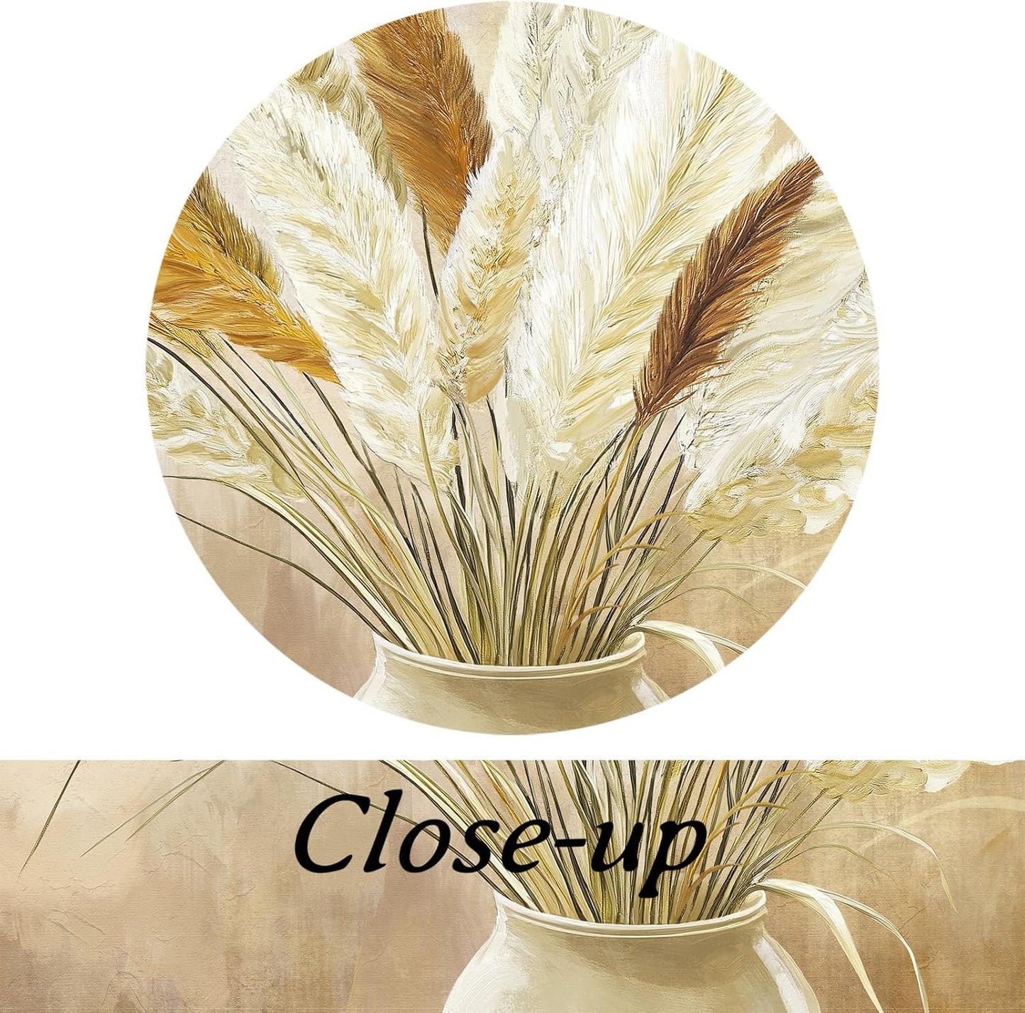 KREATIVE ARTS Vintage Pampas Grass Wall Art 24x36 Inch Boho Botanical Dried Flower Canvsa Print Neutral Beige Wall Decor for Living Room Bedroom Farmhouse Entryway Rustic Home Artwork Ready to Hang