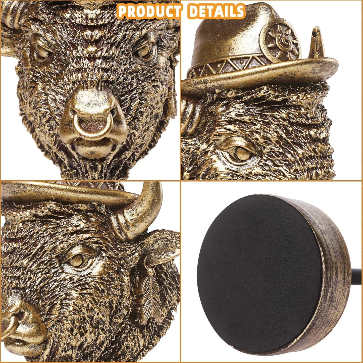 Handcrafted Resin Sculpture (Buffalo)- Statue Decoration Modern Home Decor Accent, Trending Living Room & Office Decor, Elegant Tabletop & Shelf Decor for Desk, Bookshelf, Nightstand