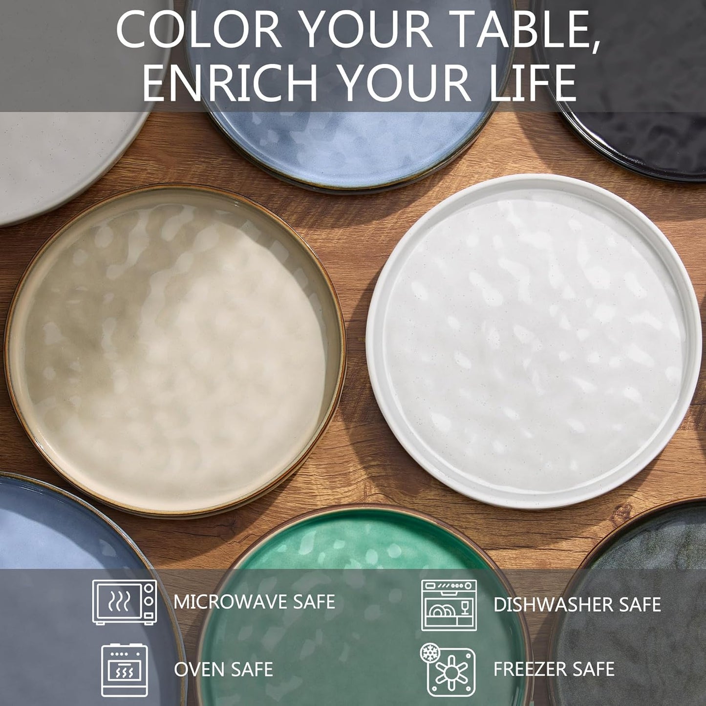 LIANYU 7.9 Inch Dessert Plates of 4, Kitchen Ceramic Dinner Plates Set, Dinnerware Serving Dishes Set, Dinnerware Salad Appetizer Plates for Microwave Dishwasher Oven, Chip Resistant, Emerald Green