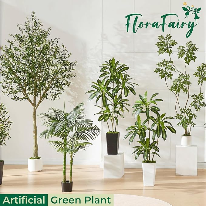 4FT Artificial Sumac Tree in White Pot, Real Touch Silk Faux Plant Indoor Outdoor - Lifelike Fake Tree for Home, Office, Living Room, Lobby, Patio Decor