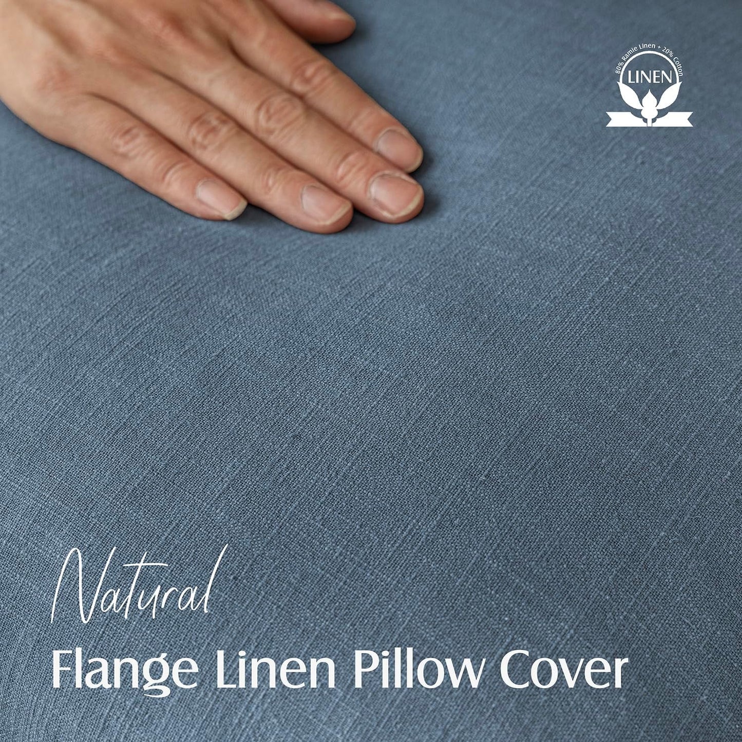 Foindtower Set of 2, Decorative Linen Soild Throw Pillow Covers Soft Accent Euro Cushion Case Boho Farmhouse Neutral Pillowcase for Couch Sofa Bedroom Living Room Home Decor 24 x 24 Inch Misty Blue