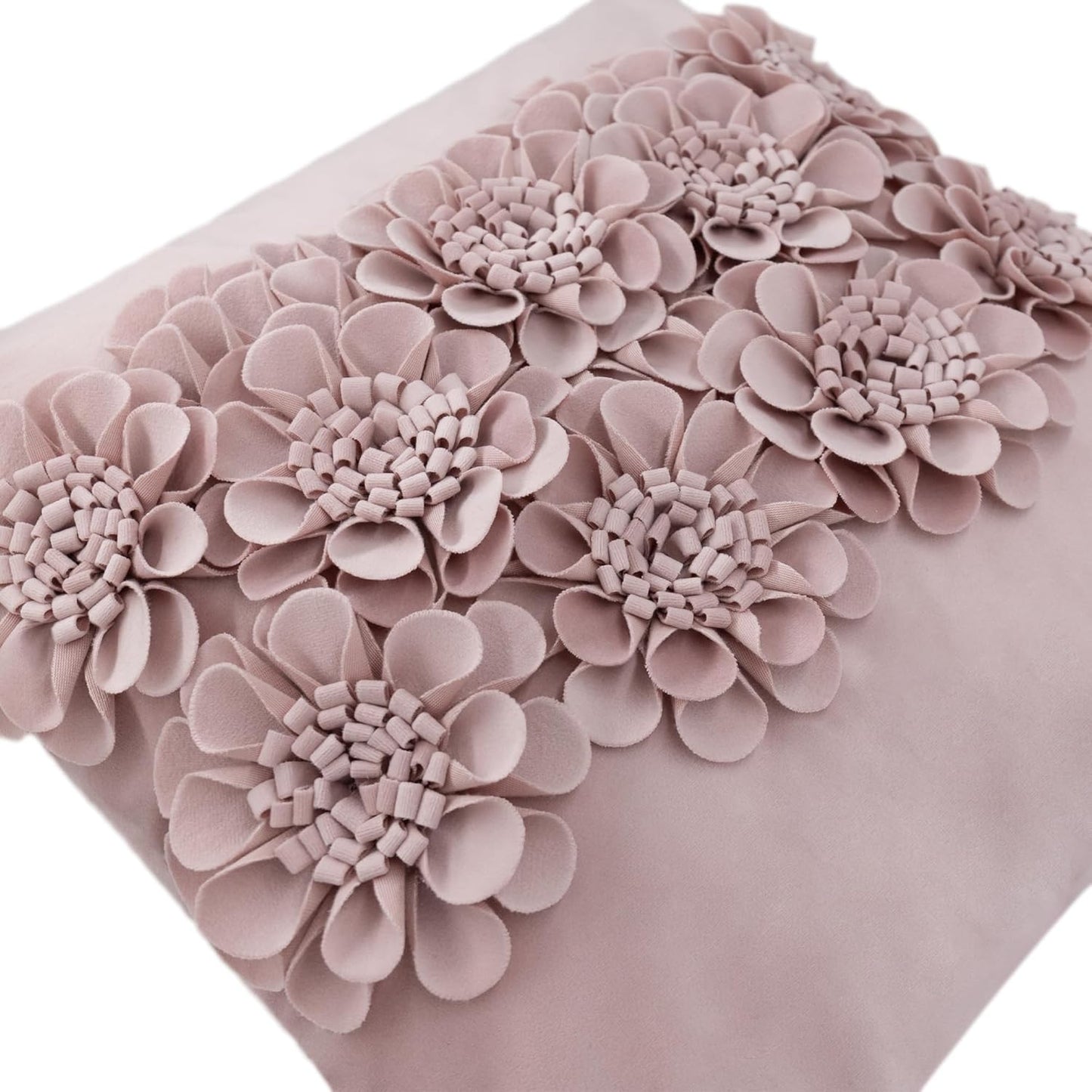JWH Handmade 3D Flower Throw Pillow Covers Aesthetic Decorative Colorful Floral Accent Pillow Cases Stereo Pillowcase Cute Cushion for Car Bed Couch Bedroom Sofa 18x18 Inch Dusty Pink