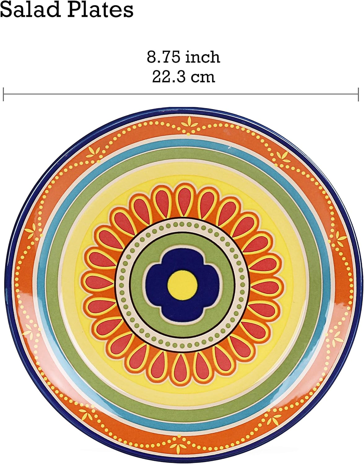 Bico Tunisian Salad Plates Set of 4, 8.75 Inch Ceramic Dessert Plates for Salad, Appetizer, Side Dishes, Microwave and Dishwasher Safe, Gift for Housewarming and Thanksgiving
