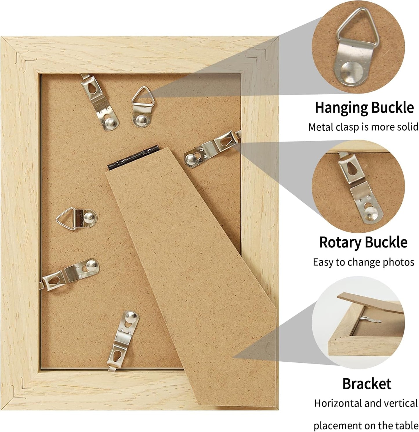 iRahmen 4x6 Picture Frame Set of 2, Wood Photo Frame with HD Glass - Display Pictures 3.5x5 with Mat or 4 x 6 without Mat for Horizontal or Vertical Tabletop and Wall Mounting