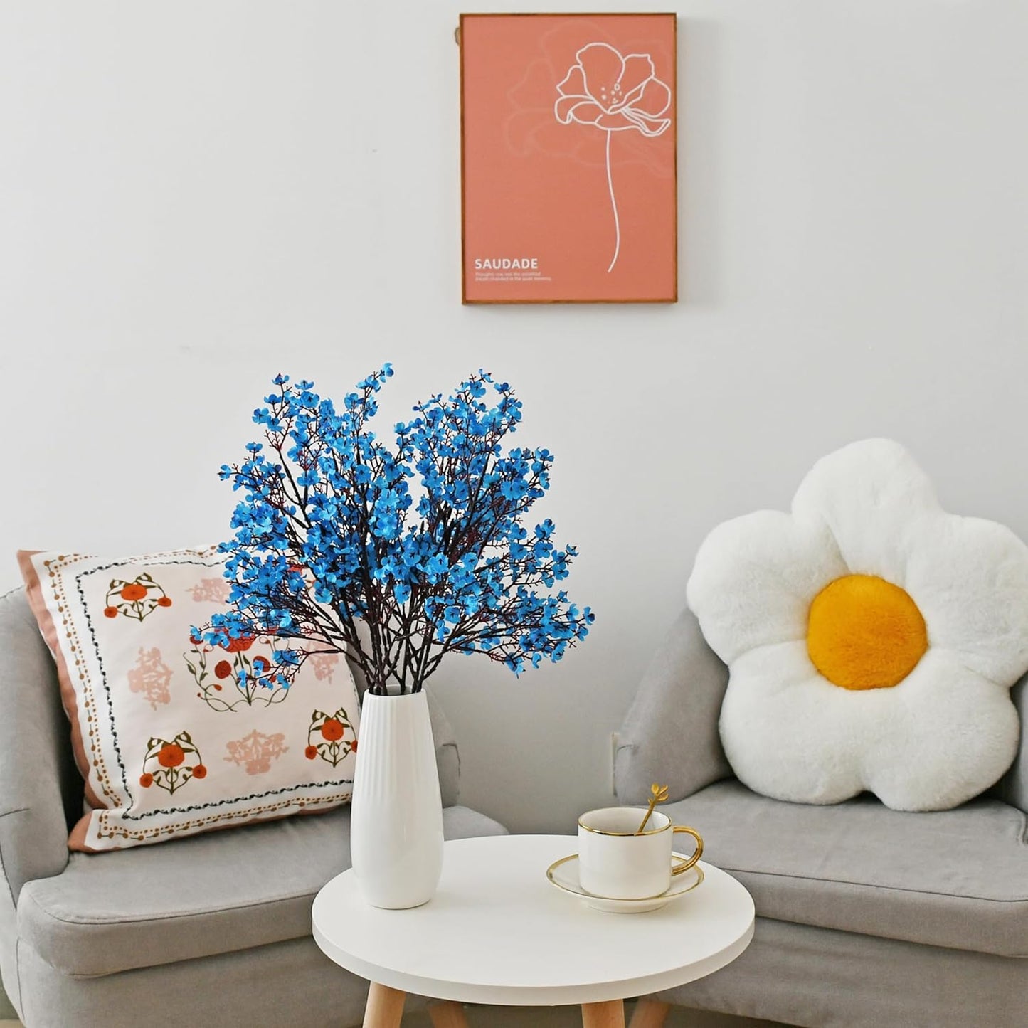 Mandy's Royal Blue Artificial Baby’s Breath Flowers 6 Bundles Silk Gypsophila with Bendable Stems for Fall Centerpiece Wedding Decor and Table Arrangements