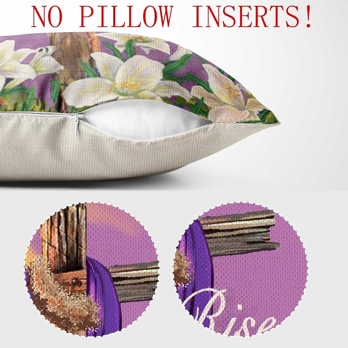 He is Risen Throw Pillow Cover Religious Easter Cross Jesus Lily Pillow Cover,Easter Spring Lily Pillow Covers Home Decorative Sofa Pillow Case 18x18 Inch