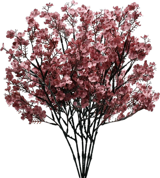 Mandy's Mauve Artificial Baby’s Breath Flowers 6 Bundles Silk Gypsophila with Bendable Stems for Fall Centerpiece Wedding Decor and Table Arrangements