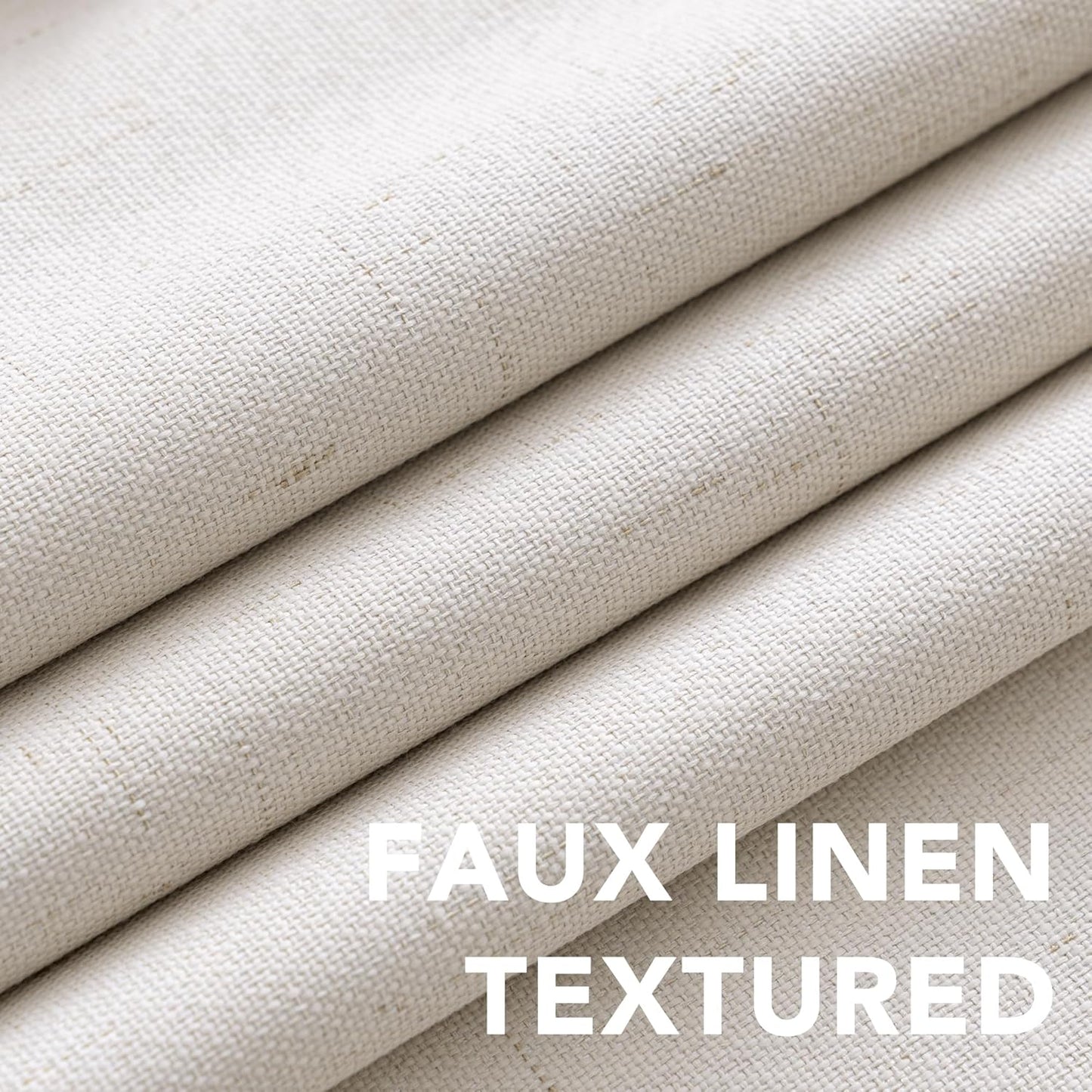 H.VERSAILTEX 100% Blackout Curtains Linen Textured Blackout Curtains for Bedroom Full Light Blocking Thermal Insulated Curtain Panels 84 Inches Long Energy Saving with White Liner, 2 Panels, Ivory