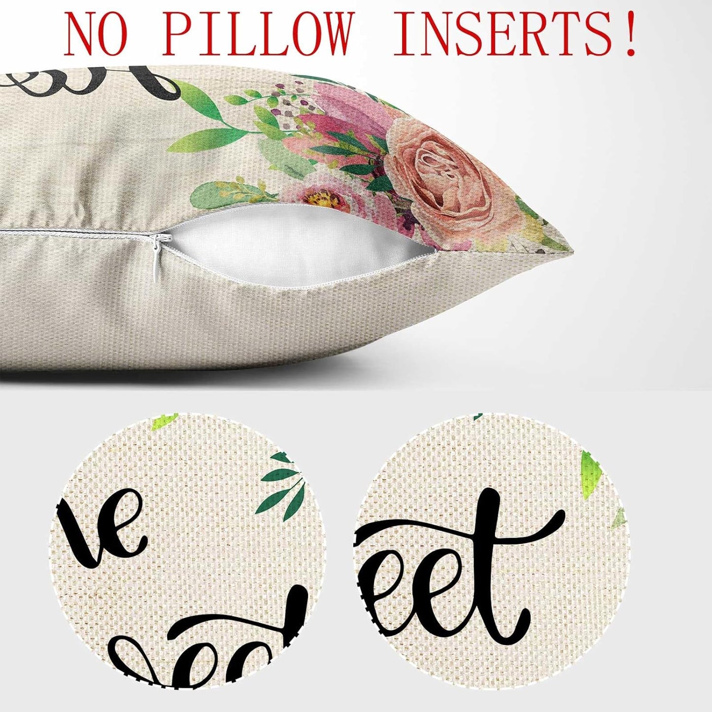 Home Sweet Home Spring Flower Throw Pillow Cover,Flower Farmhouse Decor Pillow Covers Decorative Sofa Pillow Case 18x18 Inch