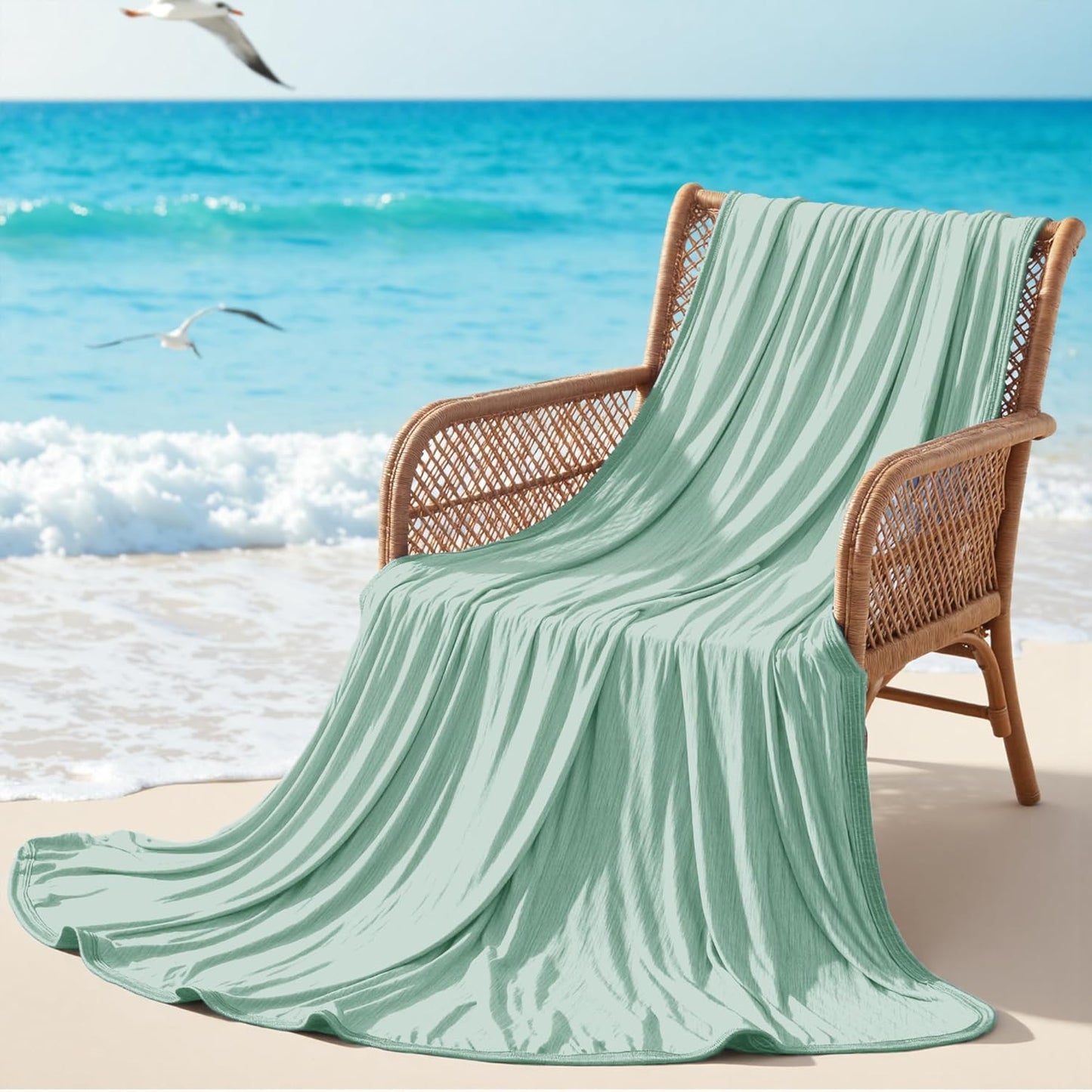 Degrees of Comfort Lightweight Breathable Cooling Blanket for Hot Sleepers- Double Side Summer Thin Cozy Blanket for Adults Kids, Oeko-TEX 100% Certified(Green, 50"x70")