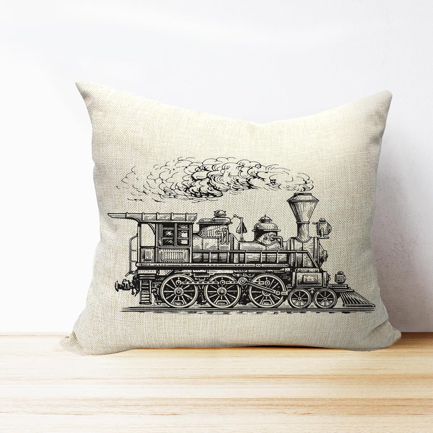 Mancheng-zi Train Pillow, Train Decor Pillow Covers 18x18, Train Pillow Cushion, Train Themed Room Decor, Gifts for Train Lovers,Train Gifts for Men, Train Decor Linen Cushion Cover