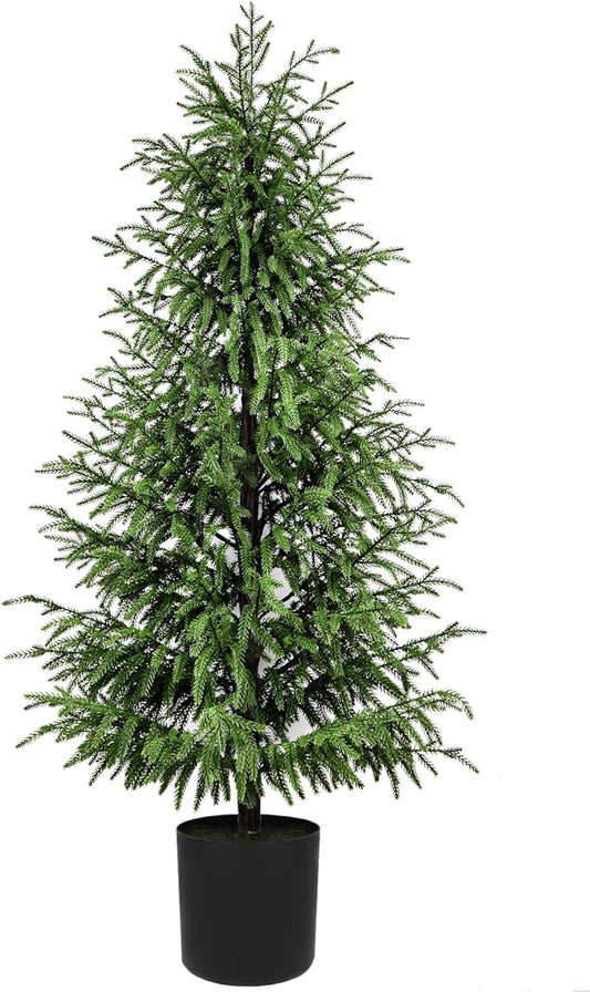 5FT Artificial Topiary Trees for Outdoor Front Porch Décor, Real Touch Norfolk Pine Tree, UV Rated Fake Potted Plants for Indoor and Outdoor Use
