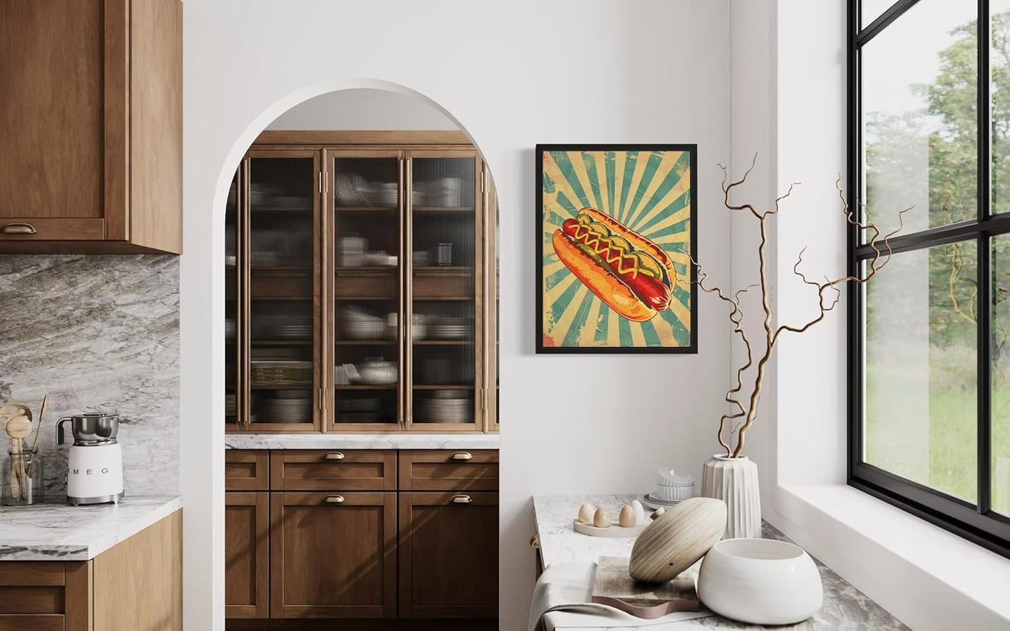 Hotdog Pop Art Poster Print, Vintage Retro Wall Art Decor Paintings Classic Artwork for Bedroom Living Room Decorations. (Hotdog, 11x14 inches (Unframed))