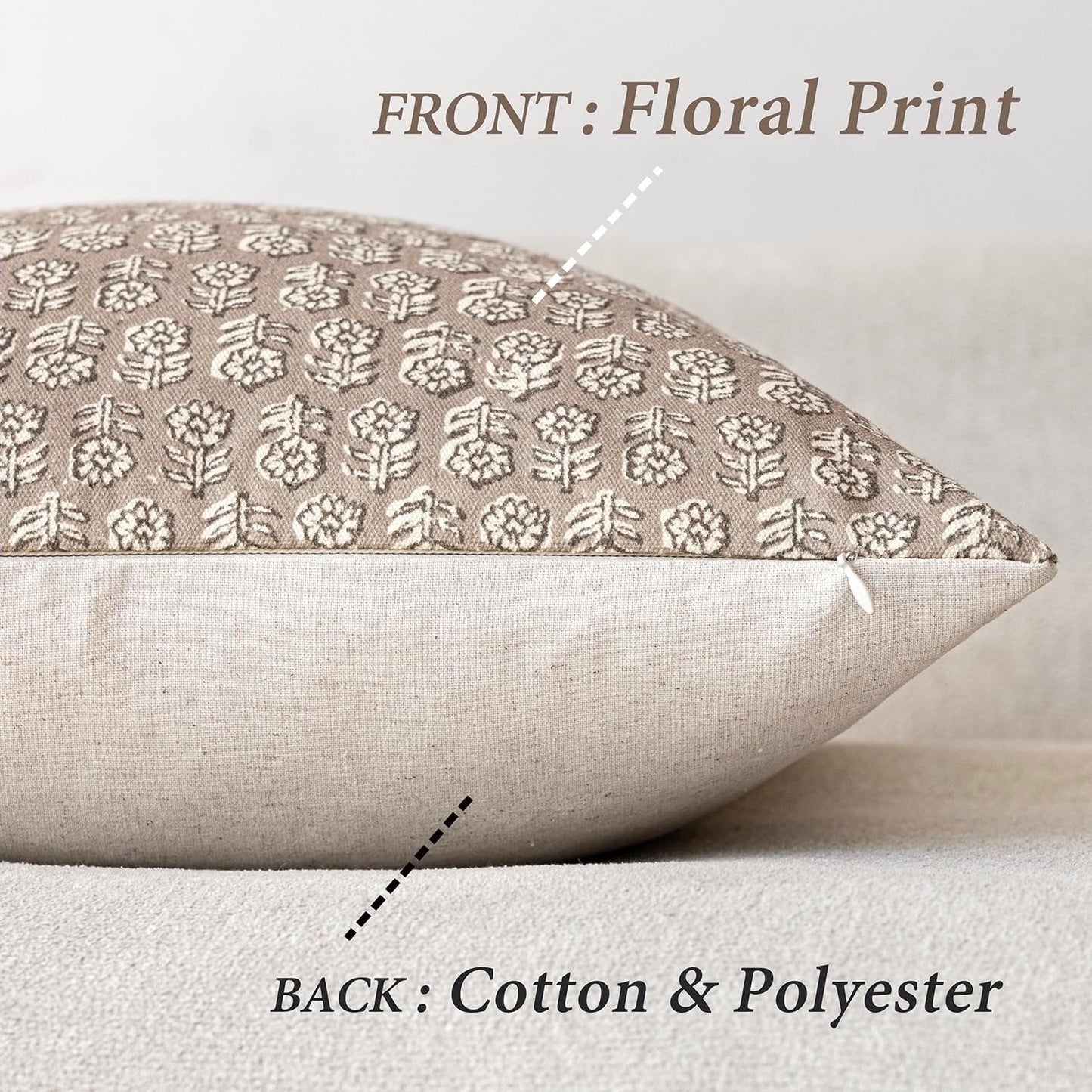 Foindtower Set of 2 Decorative Floral Body Lumbar Throw Pillow Covers Neutral Modern Farmhouse Cushion Covers Vintage Home Decor for Sofa Couch Chair Bedroom Living Room,14×36 Inch,Tan Taupe