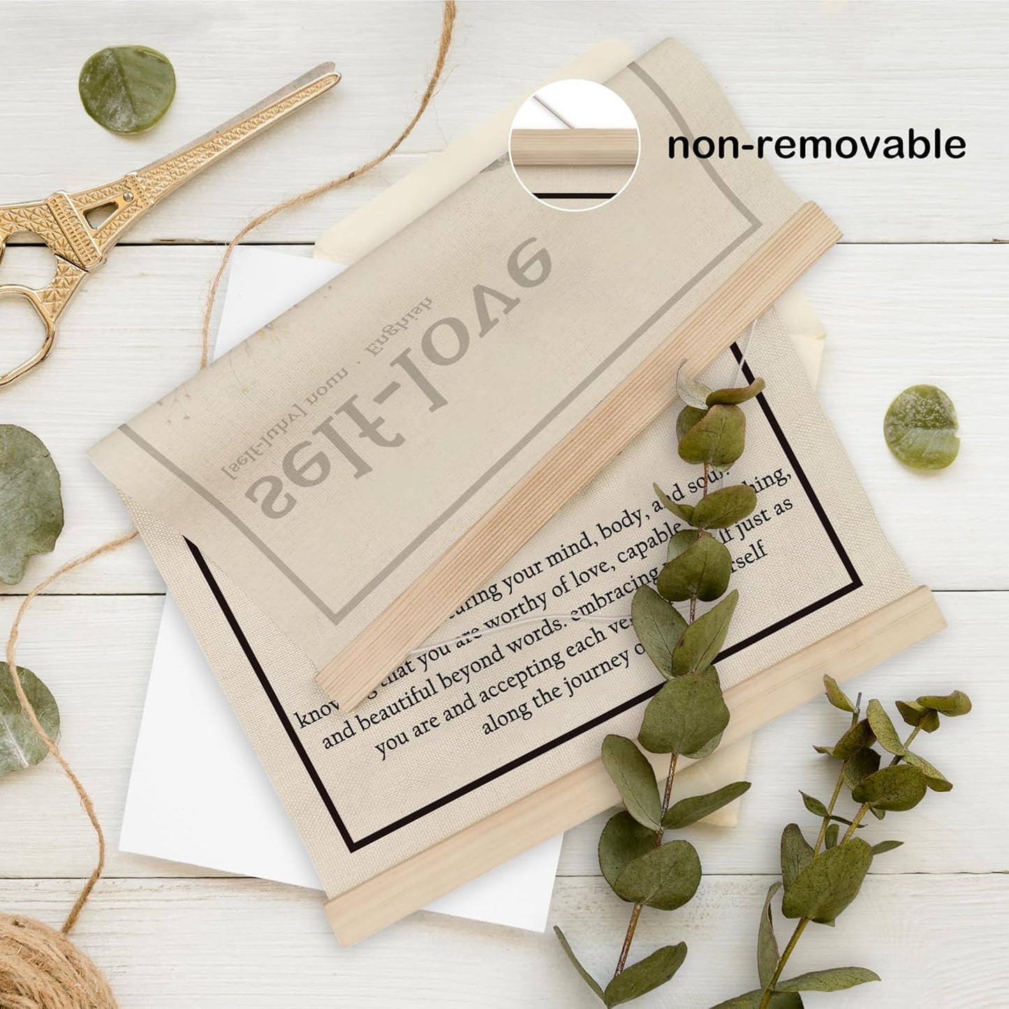 HRQKO Inspirational Self Love Definition Poster Hanger Frame, Mental Health Decor, Self Love Gifts Wall Art with Wooden Frames, Butterfly Floral Wall Hanging Banner for Women Girls Office, 12x16 Inch