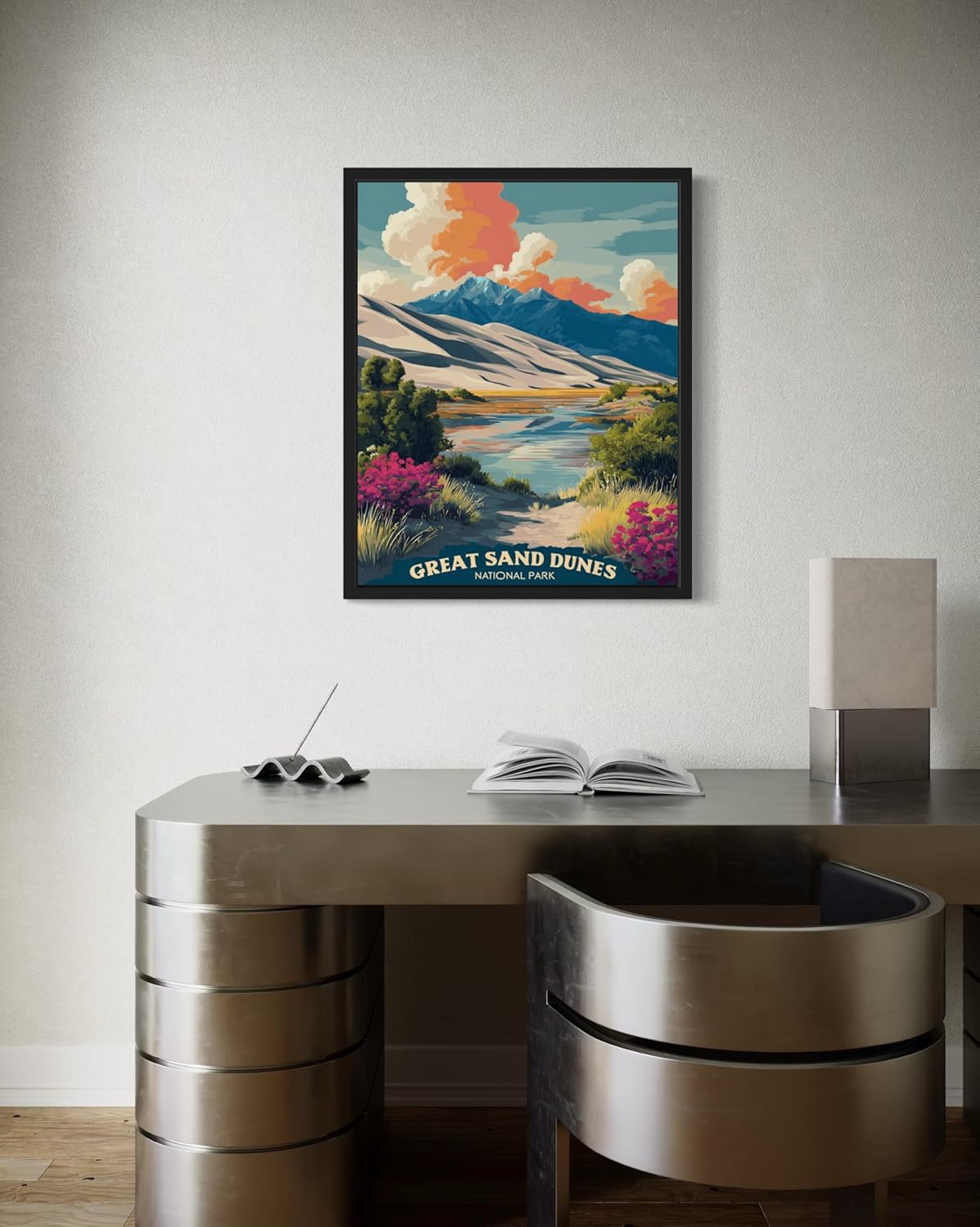 Great Sand Dunes National Park Art Print Poster, Vintage Retro Pop Art Travel Wall Art Bedroom Bathroom Living Room Decor 185 (Great Sand Dunes, 16 x 20 inches, Unframed)