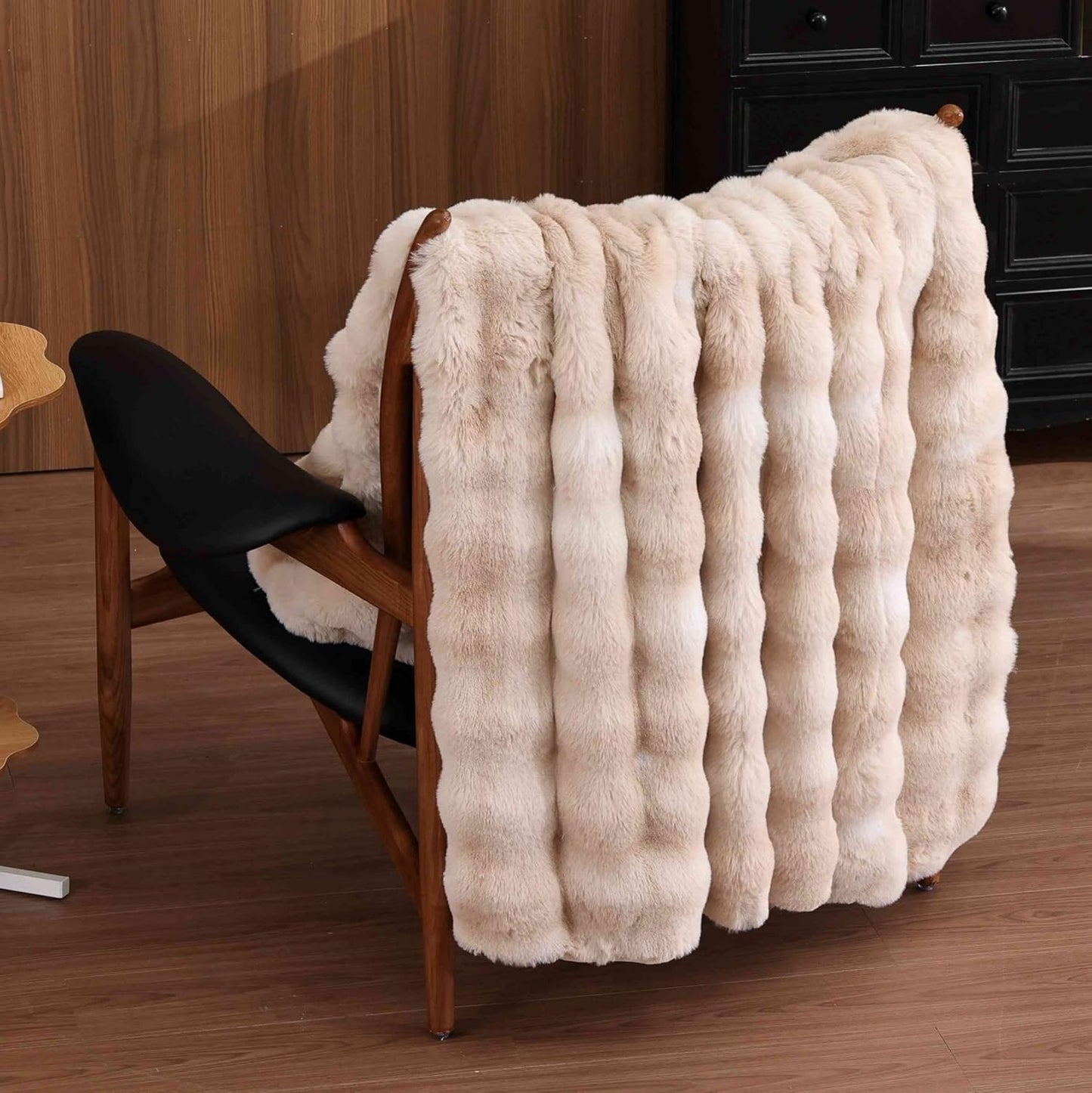 Faux Fur Throw Blanket Yellow Fluffy Bubble Furry Throw Blanket 50x60 for Sofa Couch Bedroom Fuzzy Soft Cozy Thick Khaki Tie-dye