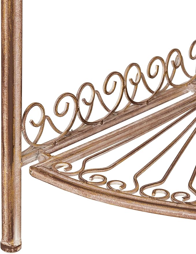 SAFAVIEH PAT5013A Collection Abarrane Rusty Orange Wrought Iron 4 Tier Outdoor Corner Shelf Shelve