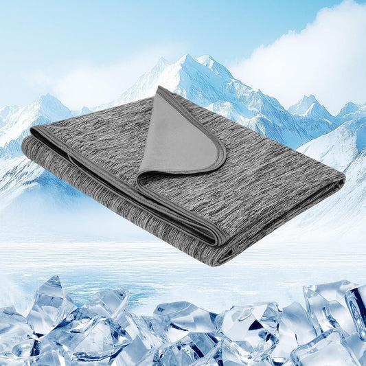 Cooling Blanket for Hot Sleepers, Summer Cool Throw for Hot Flashes or Night Sweats, Q-Max>0.4 Cool Fiber for Double Bed Couch Sofa, Lightweight Cold Blankets, Queen Size, 79x86 inch, Black