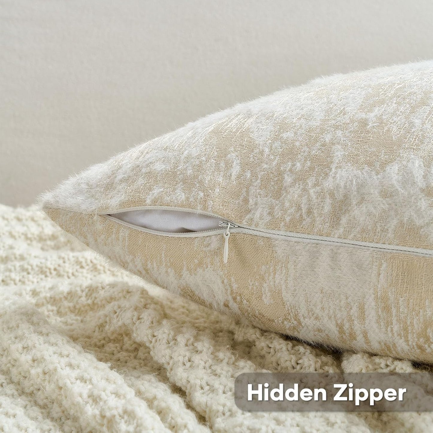 FUTEI Yellow White Decorative Throw Pillow Covers 12x20 Inch Set of 2,Soft Faux Cashmere Jacquard - Textured & Cozy Pillow Case,Modern Home Decor for Couch Bed Living Room