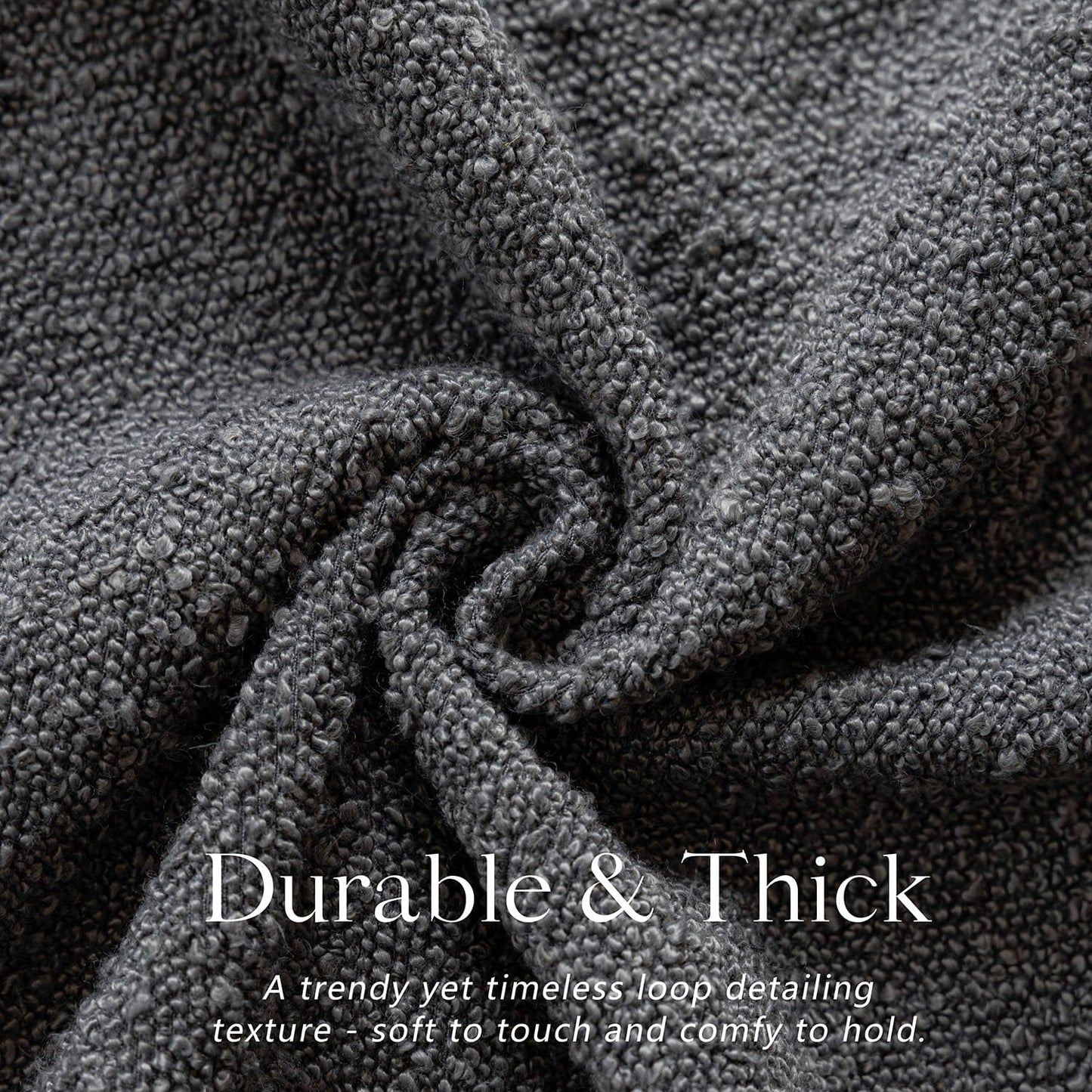 Foindtower Decorative Textured Boucle Throw Pillow Covers Accent Solid Pillow Cases Neutral Long Body Lumbar Couch Cushion Case for Chair Sofa Bedroom Living Room Home Decor 14x36 Inch,1PC,Dark Grey